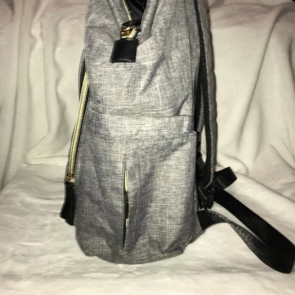 Ruvalino  diaper bag backpack. Gray, Black, with gold zippers - Picture 6 of 7